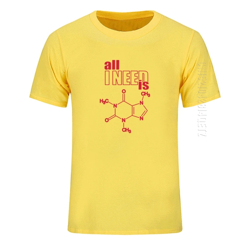 Potrebujem, Je Kofeín T Shirt Mužov Dizajn Veda Chémia Vzorec Harajuku O Krk Fyziky Tričko Biochémie Bavlna T-Shirt