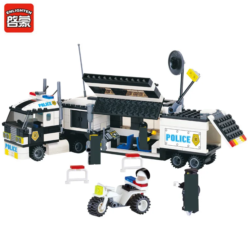 POUČ sa 325Pcs Mestskej Polície Kamión Model Auta, Stavebné Bloky, Sady SWAT urob si sám Tvorca Tehly Vzdelávacie Hračky Pre Deti,