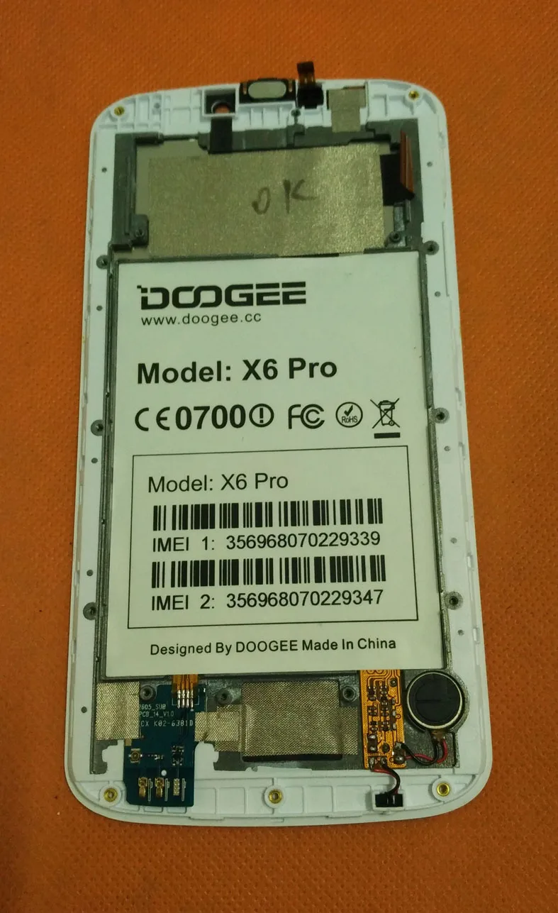 Použité Originálne LCD Displej +Dotykový Displej + Rám pre Doogee X6 Pro MTK6735 Quad Core 5.5