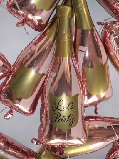 Poďme party ružová fľaša, balón 36 palcový veľký pohár fóliové balóniky ružový biely latex rose gold kovových pre svadby, narodeniny, party