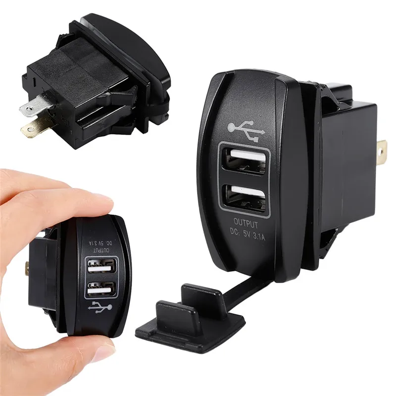 Pre Auto Upravené Duálny USB Nabíjačka do Auta 3.1 12-24V LED Univerzálna Auto Nabíjačka, Vodeodolný Prepínač Dual USB Loď Zásuvka Nabíjačky