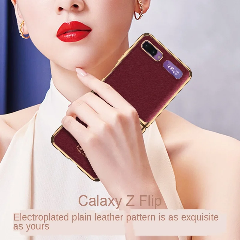 Pre Galaxy Z Flip Prípade Trasy Teľacina PU Kožené PC Pevný Telefón Taška Kryt Pre Galaxy Z Flip ZFlip Prípade