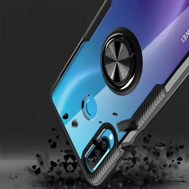 Pre Huawei Honor 20s puzdro luxusný Prsteň Magnetizmus Držiteľ Transparentné Brnenie Kryty Na počesť 20s Shockproof Coque 6.15 palec