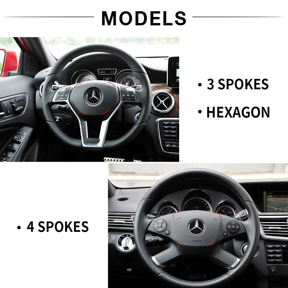 Pre Mercedes Benz Príslušenstvo Volant LOGO Nálepky CLA GLA GLC GLE Triedy W204 W212 Uhlíkových Vlákien Obtlačky Čiapky 1.77 v 45mm