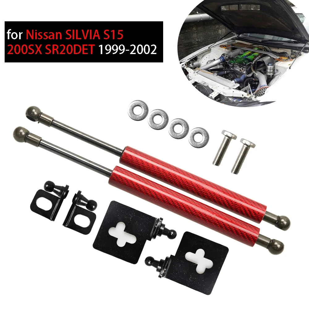 Pre Nissan SILVIA S15 200SX SR20DET 1999-2002 2x Predná Kapota Motora upraviť uhlíkových vlákien Plynové Vzpery Výťah Podporu Šok Klapky