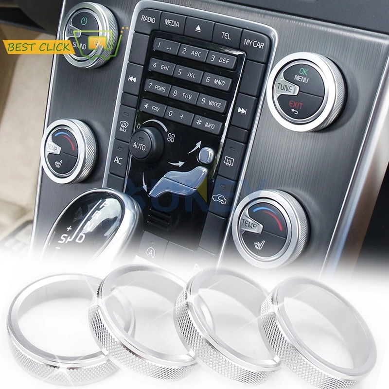 Pre Volvo S60, V60 S80 XC60 V40 S60L V70 XC70 Klimatizácia AC Ohrievač Climate Control Switch Gombíky Voĺba Krúžok Kryt Výbava