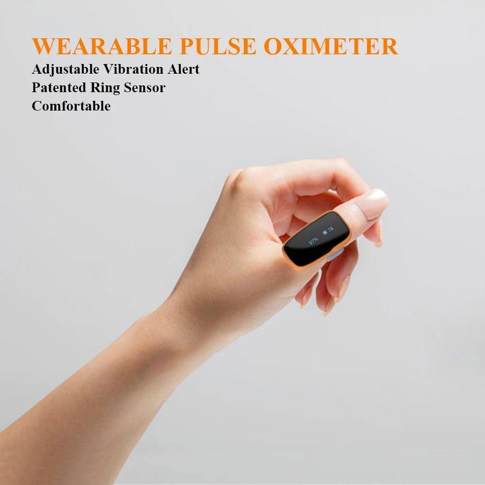 Prenosné Bluetooth Pulzný Oximeter s APP Vibračné Upozornenie na Nízky obsah Kyslíka Fitness Sledovanie Tepovej frekvencie Wellue WearO2