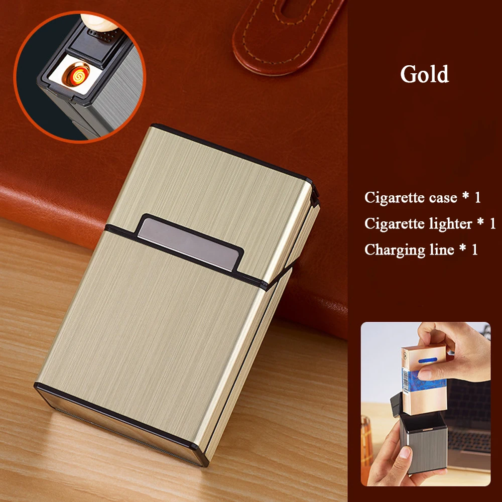 Prenosné Cigariet Prípade Box USB Nabíjateľné Elektrický Zapaľovač pre 20pc Cigariet Držiteľ Prípade Zapaľovačov Fajčenie Príslušenstvo