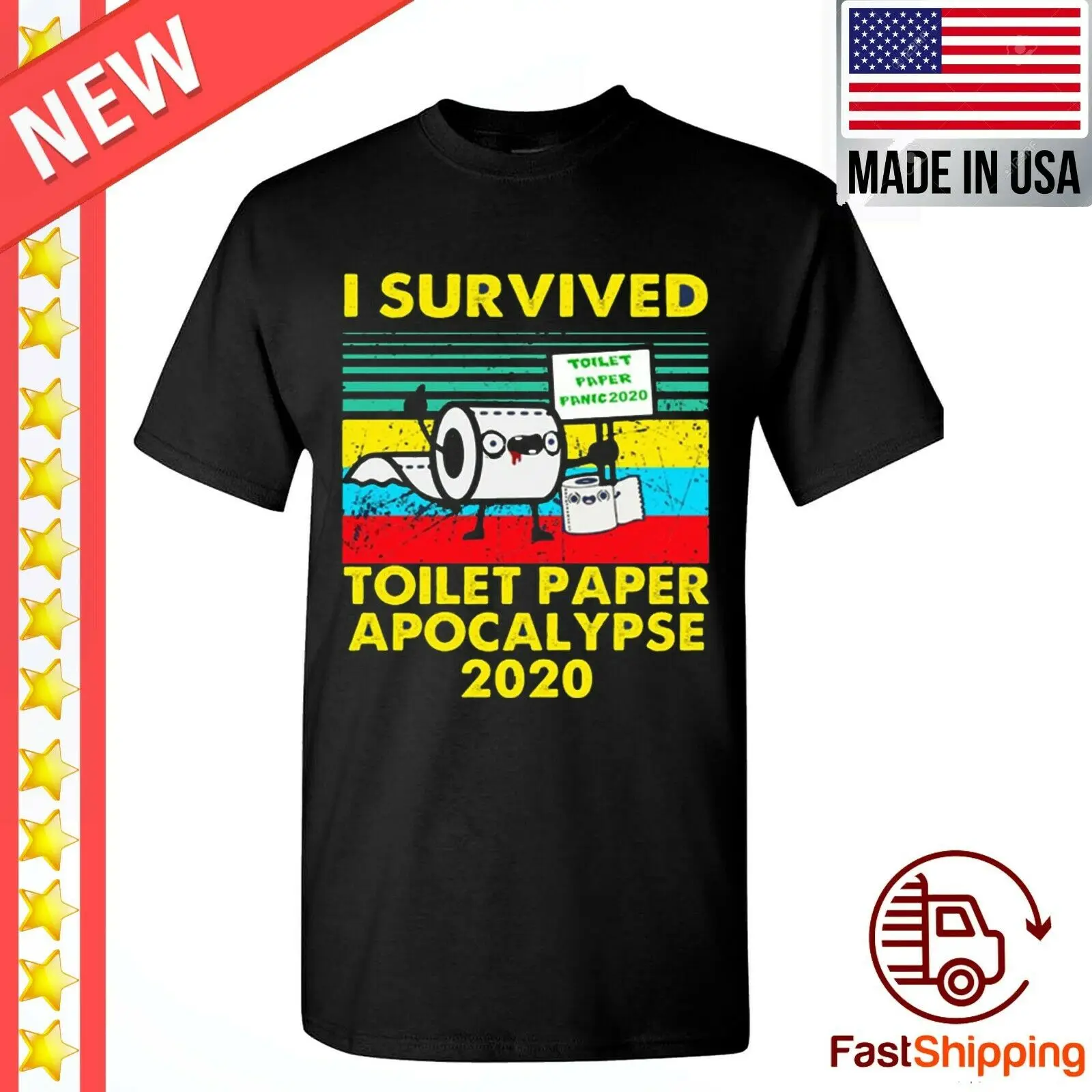Prežil Som Toaletný Papier Panika Apokalypsa 2020 T-Shirt Čierna Muži Ženy