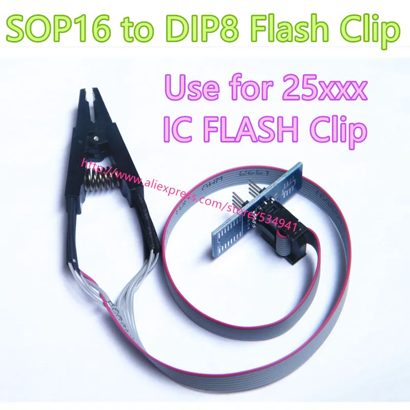 Programátor Testovanie Klip SOP16 SOP SOIC 16 SOIC16 Pin IC Test Svorka kábel s/SOP16 na DIP8 IC Flash Klip