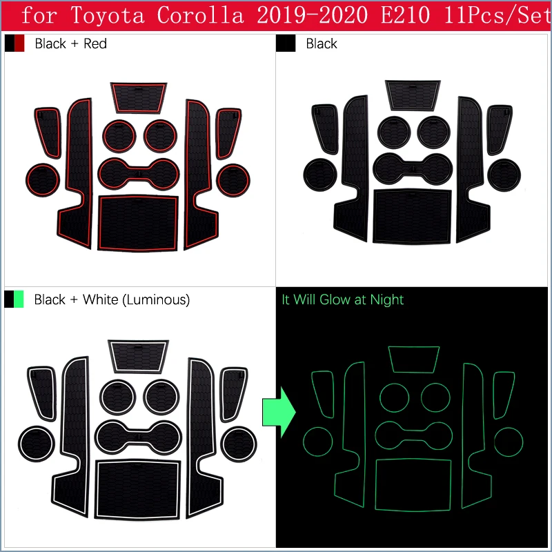 Protišmyková Gumová Brány Slot Pohár Mat Pre Toyota Corolla 2019 2020 E210 Dvere Groove Mat Nálepky Auto Styling Dráha Pohár Vankúš