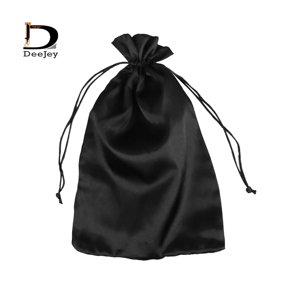 Prázdne šnúrkou polyester saténové, hodvábne taška biela čierna 18x30cm pre panenské vlasy alebo strany prospech skladovanie darčekové tašky