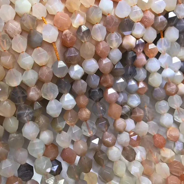 Prírodný kameň farebné korálky moonstone ručne rezané tvárou perle sunstone vyšívanie, voľné Perličiek Šperky Čo DIY dizajn Náramok