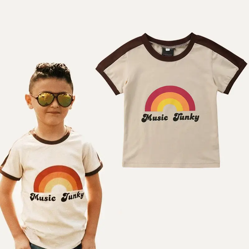 Pudcoco NÁS Skladom 1-6 Rokov v Pohode Chlapec Dievča Leta T-shirt Krátkym Rukávom Unisex Rainbow, Tričko Vrchné Oblečenie