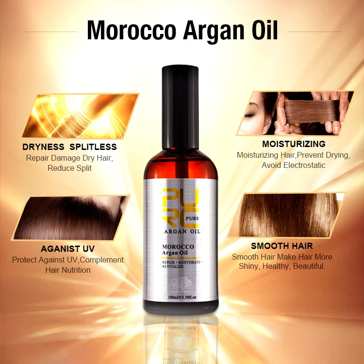 PURC Maroko Arganový Olej pre starostlivosť o Vlasy Esenciálny Olej Vyživujú vlasovú Pokožku Oprava Suché Poškodenie Vlasov Liečba Matica Olej pre Starostlivosť o Vlasy Olej