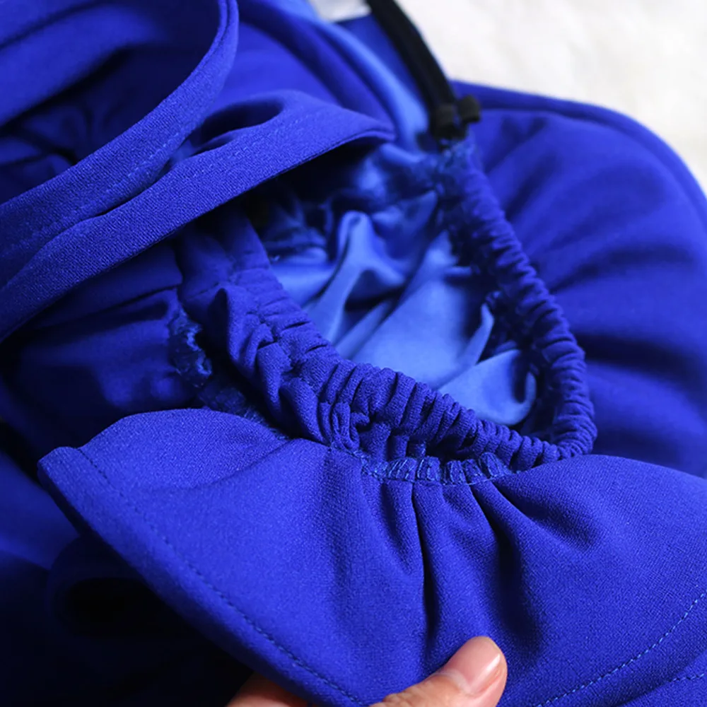 Pád Oblečenie Pre Ženy 2020 Móde Hot Sexy Modré Mimo Ramenný Skladaný Lístkového Dlhý Rukáv Jeden Kus Oblečenia Jumpsuit Remienky Strany