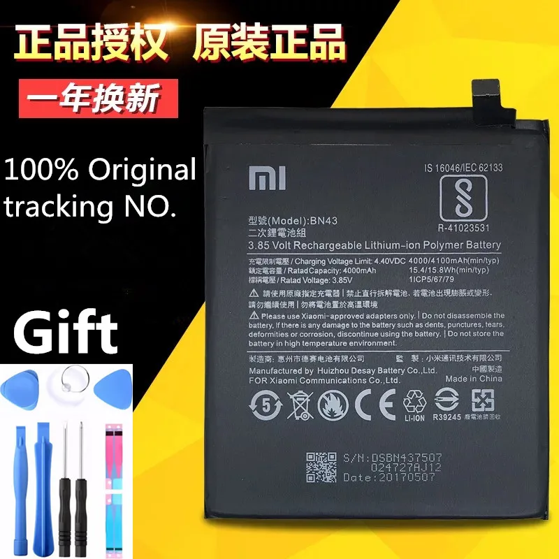 Pôvodný Xiao batérie bn43 BN43 Xiao Redmi Poznámka 4X 4 X 4000/4100mAh BN43 Batérie Xiao Redrice Redmi Poznámka: 4X Batérie