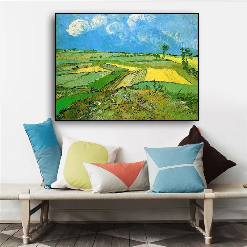 Pšeničné Polia v Auvers Van Gogh Impresionistického Abstraktnú olejomaľbu na Plátne, Plagáty a Tlač Stenu Obrázok pre Obývacia Izba