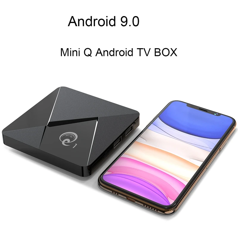 Q1 MINI Smart TV BOX Android 9.0 Youtube, 2 GB, 16 GB RK3328 Quad Core 2,4 GHz WIFI 4K Google Play pre Android TV Box EÚ Plug
