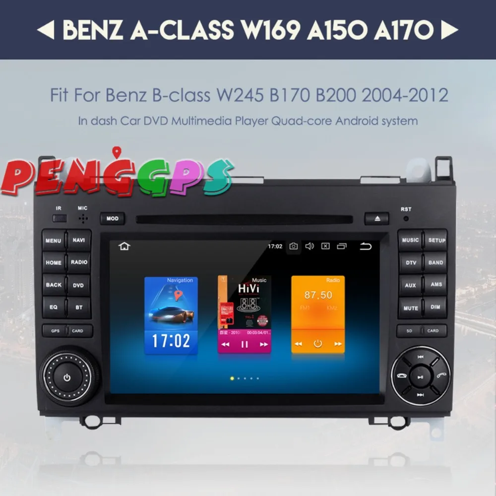 Quad Core Android 7.1 Auto DVD Prehrávač, GPS Navigáciu pre MERCEDES-BENZ A-Class(W169), B-Class(W245) 2009-2011 Auto Rádio Audio Auto