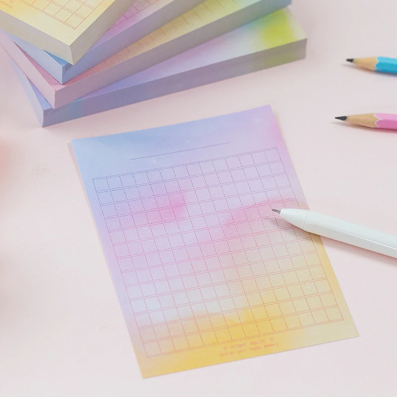 Rainbow Laserové farebné poznámka kniha 100 listov Grid Line memo Denník plánovač notebook kancelárske potreby Kancelárske Školské potreby A6337