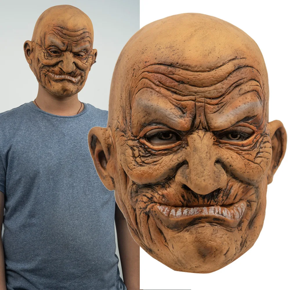 Realistický Latexový Starý Muž Maska Muž Zamaskovať Halloween Maškarný Hlavu Gumy Dospelých Strany Masky Maškaráda Cosplay Rekvizity
