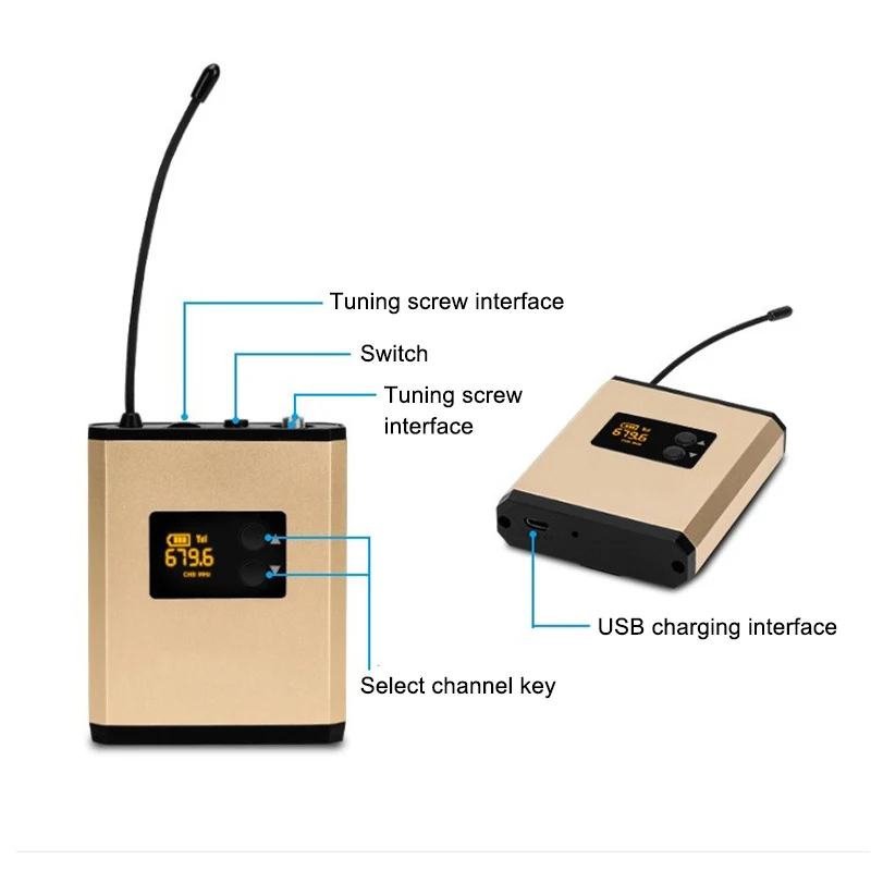 Reproduktor UHF Bezdrôtový Headset / Lavalier Klope Mikrofón Systém s Bodypack Vysielač, Prijímač Pre Vyučovanie Sprievodca