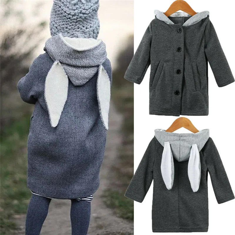 Roztomilé Dieťa Deti Detská Jeseň Zimný Kabát S Kapucňou Králik Bunda Hrubé Teplé Oblečenie