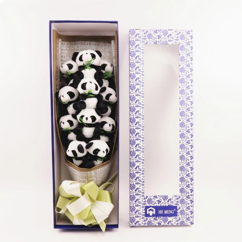 Roztomilý kreslený panda plyšové hračky s umelým kvetom cartoon kytice tvorivé Zvieratá na Valentína/graduation darček