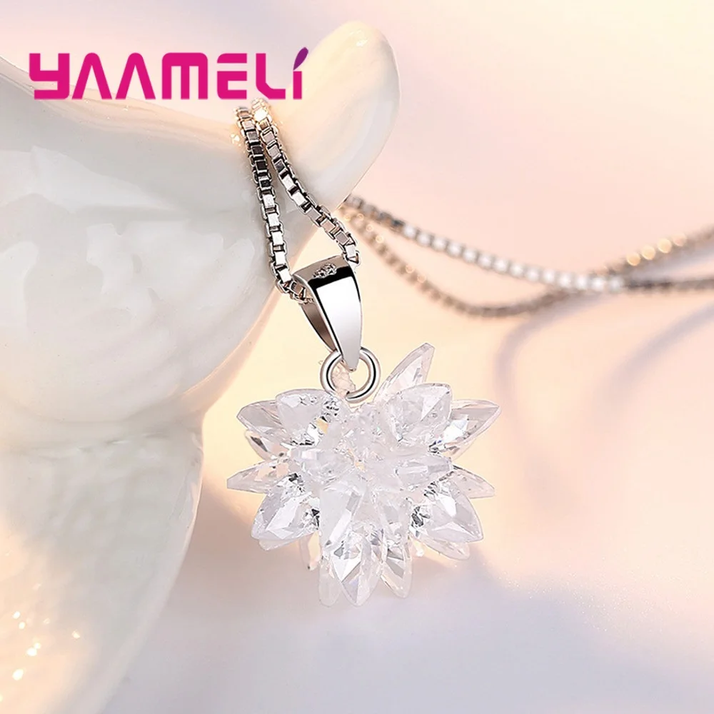 Roztomilý Kvet Tvarované Náhrdelníky Náušnice, Sety 925 Sterling Silver Šperky Plný Crystal Super Svieti Darček pre Ženu Lady Dievča