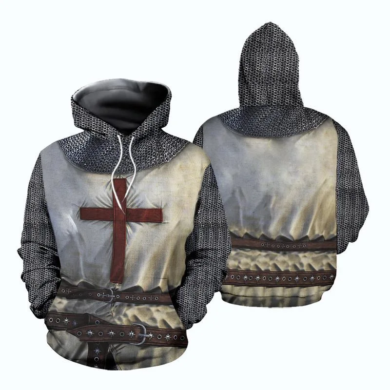 Rytieri Templar 3D Vytlačené Hoodies Muži Ženy Móda Bežné Kapucňou Mikiny Streetwear Nadrozmerné Pulóver vrchné oblečenie