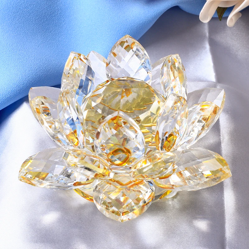 Rôzne Farby 85mm Crystal Lotus Remesiel Sklo Kvet Miniatúry Paperweight Tabuľka Ozdoby Darček Domáce Dekorácie Príslušenstvo