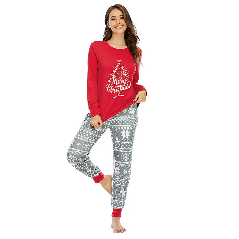 Rýchle dodanie Bavlna Vianočné dámske Pyžamo Nastaviť Jeseň Zima Pyžamá Prekladané Sleepwear Sexy Domáce Oblečenie Pre Ženy, spodná Bielizeň