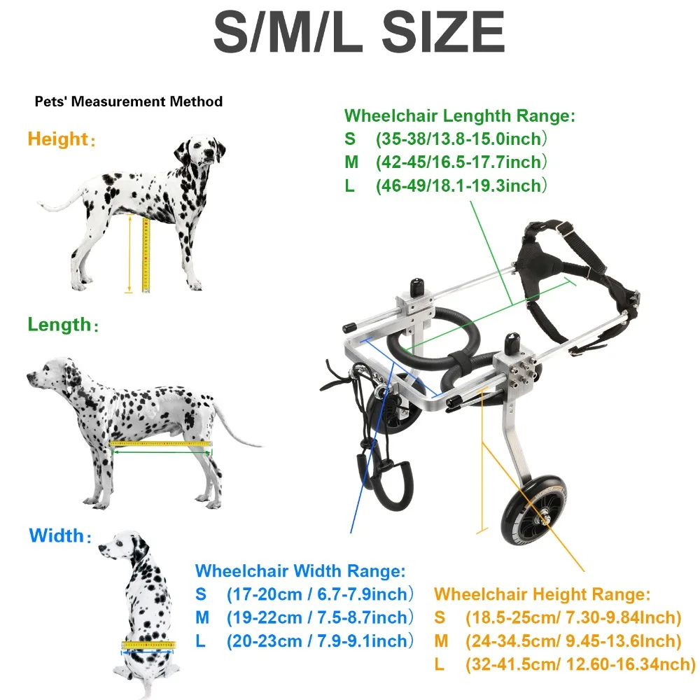 S/M/L, Nastaviteľné Pes, invalidný Vozík pre Malé Psie domáce Zvieratá Za nohy Rehabilitácia