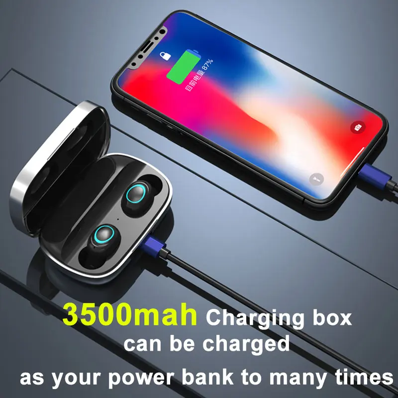 S11 3500mAh Power Bank Slúchadlá Bezdrôtová Šport V Uchu TWS Herné Headset Hluku Slúchadlá s Mikrofónom pre IPhone Xiao