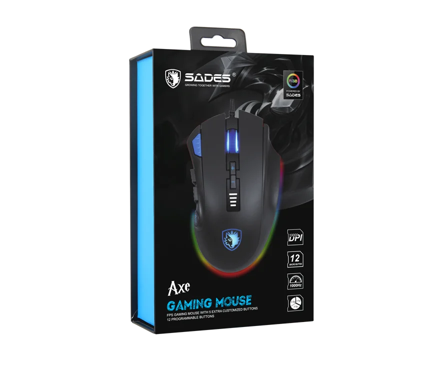 SADES S12 Sekera Herná Myš s Drôtovým 12 Tlačidlá Optická RGB Osvetlenie Myš Pre FPS&MOBA Hráčov