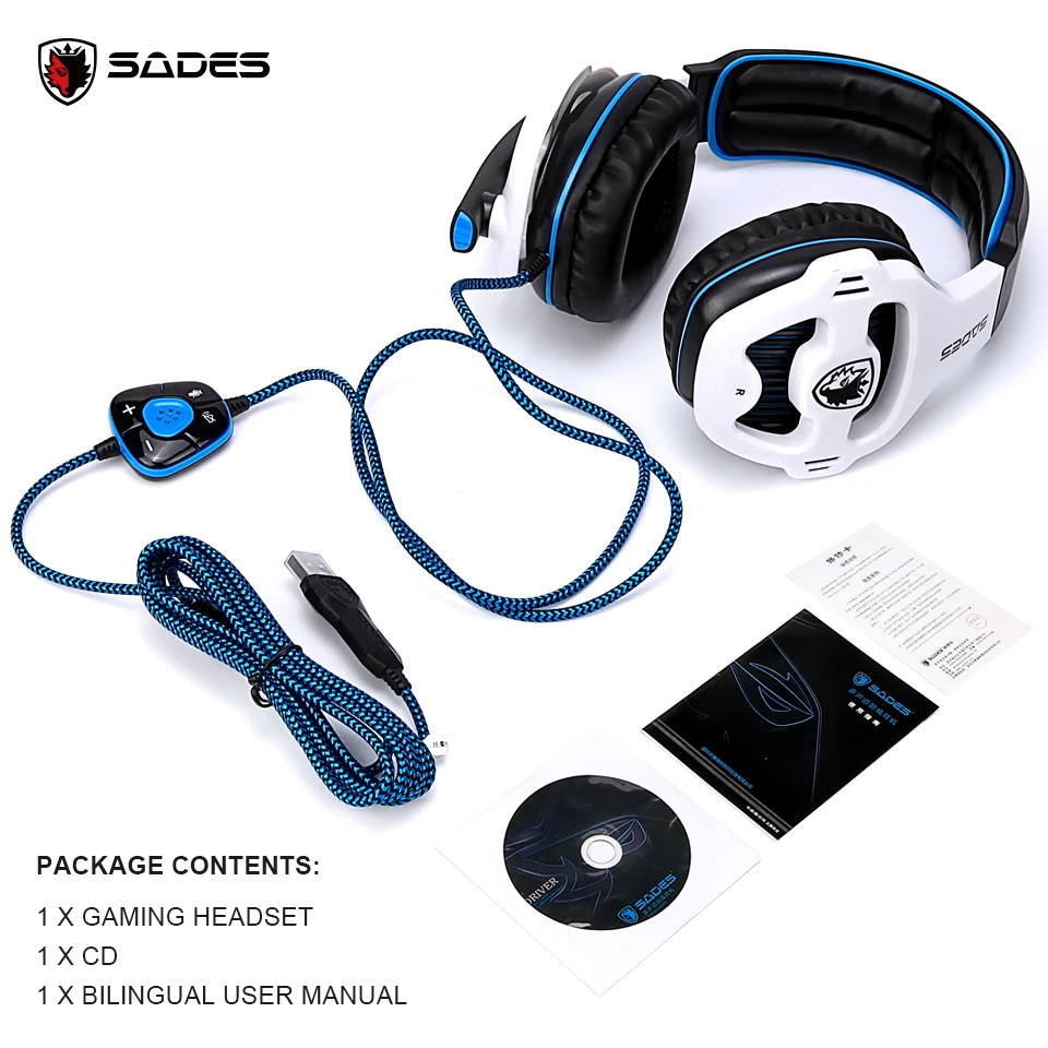 SADES SA-903 High-Výkon 7.1 USB PC Headset Hlboké Basy Herné Slúchadlá S LED Micphone Pre PC Gamer