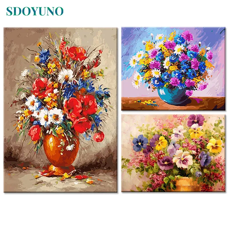 SDOYUNO 60x75cm Frameless Farba Čísla Na Plátne Kvety DIY Olej Maľovanie Podľa Čísel, Digitálne Maľovanie na Stenu Umenie Domova