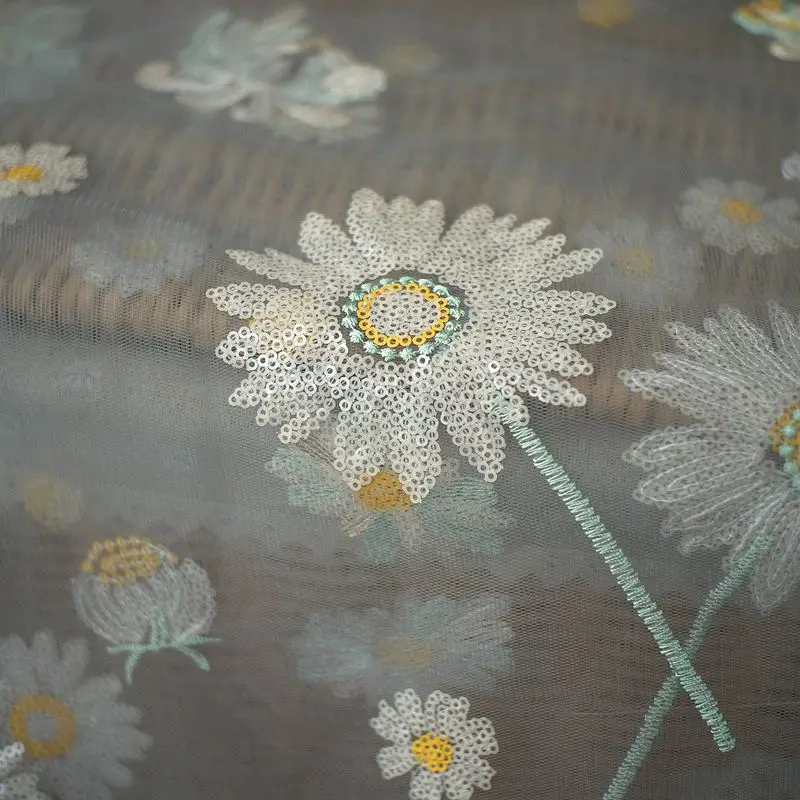 Sequined malé daisy oka textílie malé perlinkové tkaniny sukne čipky textílie mäkké oka handričkou čipky kostým víla