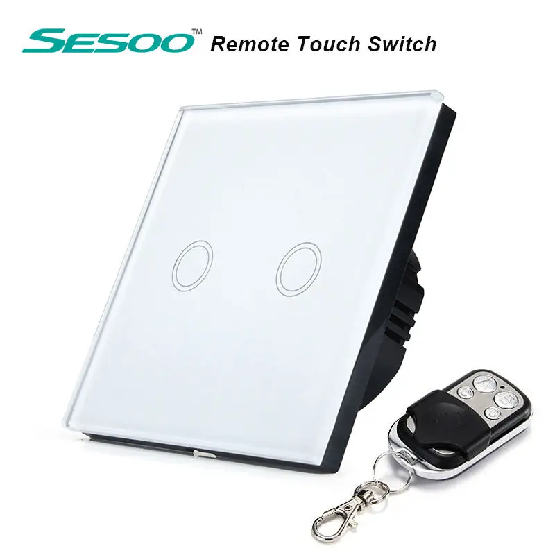 SESOO Normy EÚ Smart Light Switch 2 Gang 1 Spôsobom , Diaľkové Ovládanie ,Krištáľové Sklo Panel,vypínač pre domácich majstrov