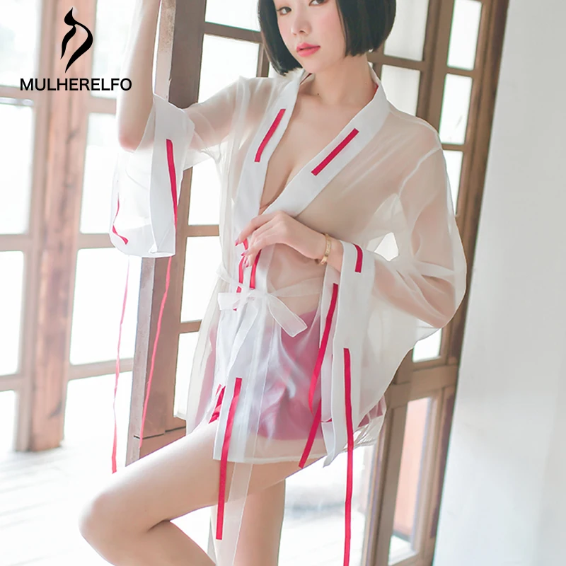 Sexy Vidieť Cez Pyžamo Sady Ženy Oka COS Kostým Slúžky Sleepwear Roztomilý Pokušenie Slúžka Vyhovovali Anime Transparentné Pyžamo Žena