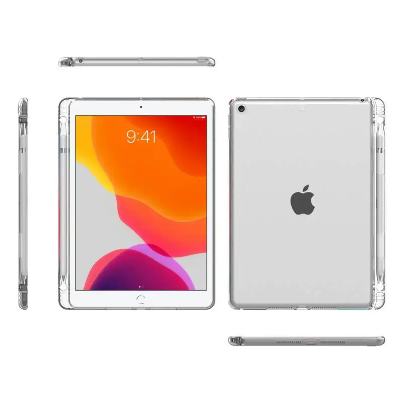 Shockproof Mäkké puzdro Pre iPad Pro 12.9 2020 Pro 11 2018 2017 TPU puzdro Pre Apple iPad Vzduchu 4 10.9 Jasné Zadný Kryt+Držiak Ceruzky