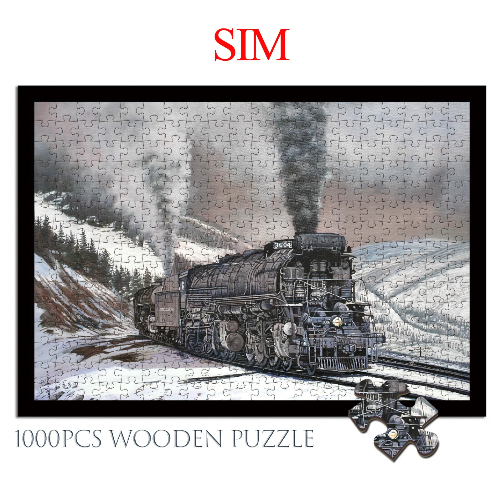 Sim drevené Puzzle 1000 Kusov vlaky Vzor Obrázky, Hádanky Hračka, Skladačka Vzdelávacie Hračka Pre Dospelých, Deti, Vzdelávacie Hračka