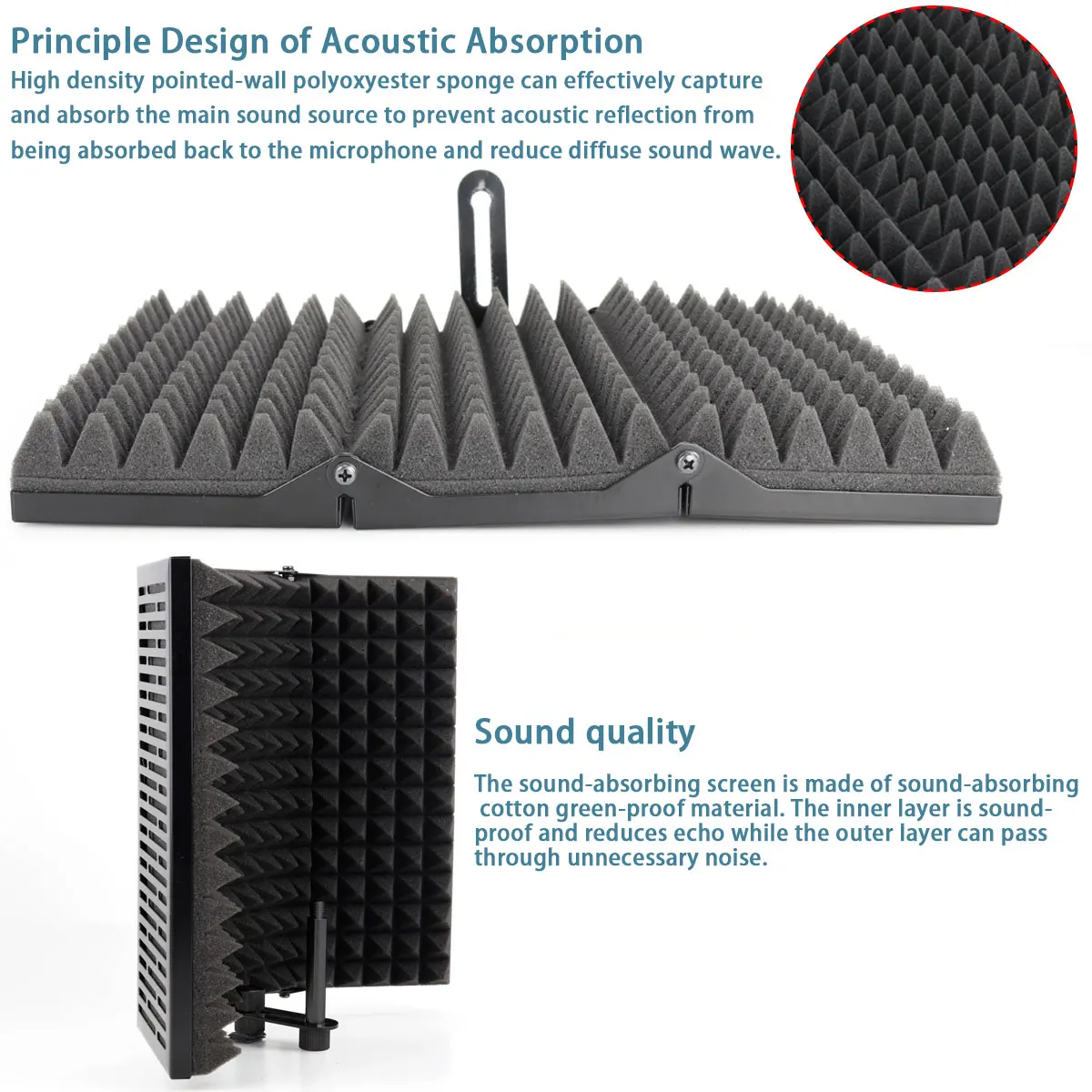Skladacia Mikrofón Akustickú Izoláciu Štít Akustickej Peny Panel Štúdio pre Nahrávanie Živého Vysielania Mikrofón Príslušenstvo