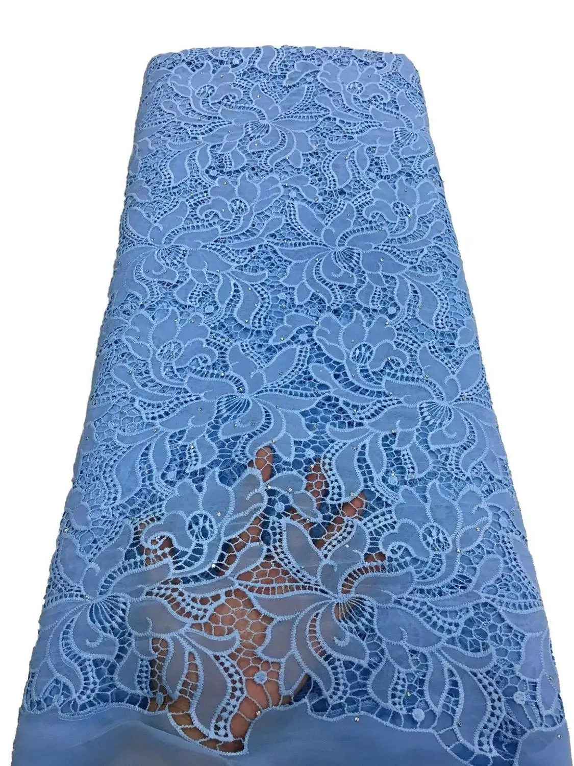 Sky blue (nebeská modrá Afriky Mlieko Hodváb Čipky Textílie Svadobné Materiálov francúzskej Čipky Textílie Najnovšie Nigreian Voile Čipky Textílie S Kameňmi