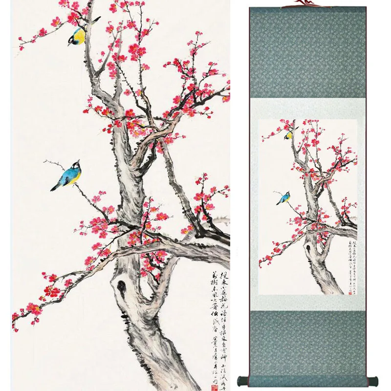 Slivkové kvety Maľovanie Home Office Dekorácie Čínsky prejdite maľovanie vtákov maľovanie vtákov a kvetov maľovanie LTW2017120203