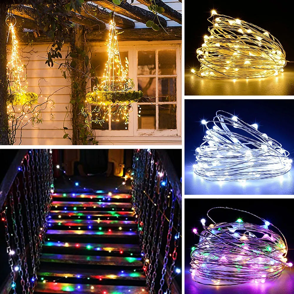 Slávnostné vonkajšie medi LED reťazec svetlo 20m 10m diaľkové ovládanie načasovanie batérie USB záhradné svetlo pre strany, Vianočné dekorácie
