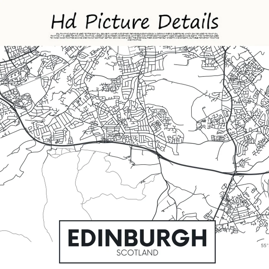 Slávny Mape Mesta Škótska Edinburghu Tlač Plátno na Maľovanie na Stenu Umenie Fotografie Čierna Biela Plagáty a Vytlačí Obývacia Izba Domova