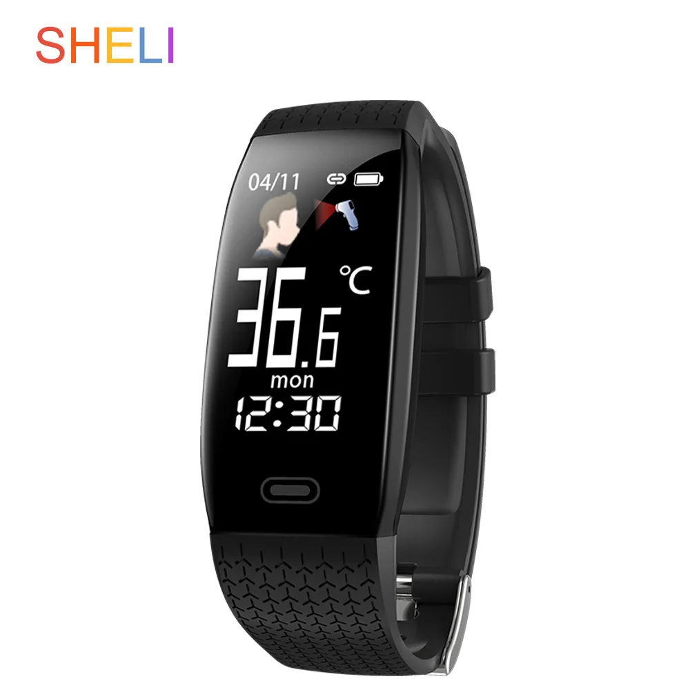 Smart Hodinky T5 Telesnej Teploty Srdcového tepu Fitness Hodinky Farebný Displej Krokomer Nepremokavé Smartwatch Pre iOS a Android