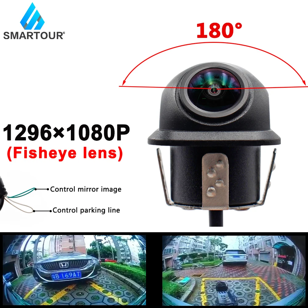 Smartour Auto 180 stupňov široký uhol cúvaní kamera fisheye hviezdne svetlo nočné videnie zozadu záložný fotoaparát